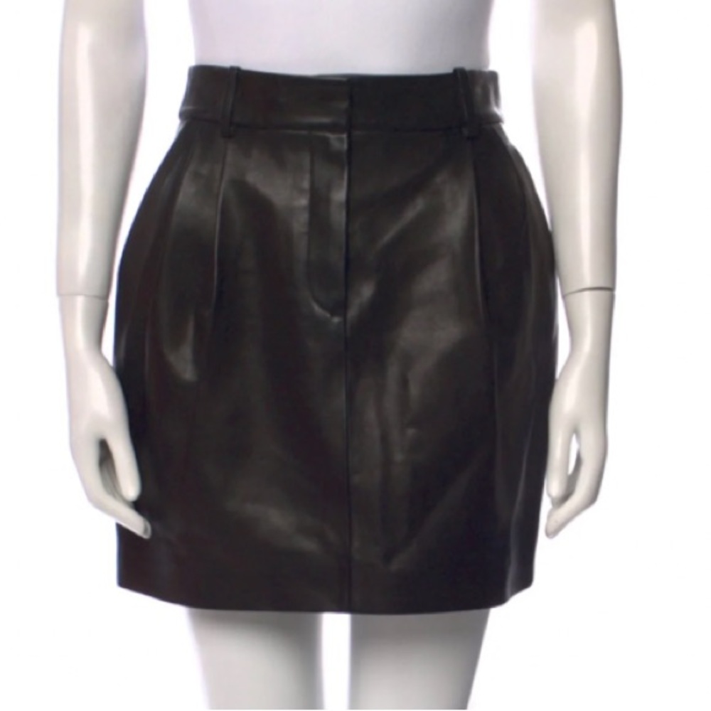Theory Black Leather Pencil Skirt